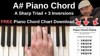 A Piano Chord  A Sharp Major  Inversions Tutorial  FREE Chord Chart [upl. by Toffic]