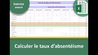 Calculer le taux dabsentéisme avec Excel [upl. by Ettenahs82]