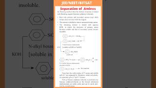 Separation of Amines  By Hinsberg method  JEE  NEET  BITSAT [upl. by Stanwin689]