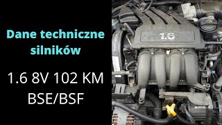 16 8V 102 KM BSEBSF  silnik dane techniczne Ciśnienie oleju sprężania [upl. by Zebaj]