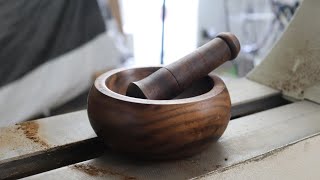 Wood Turning Mortar amp Pestle with my Wife  Beginner Woodturning Project [upl. by Aletha271]