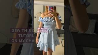 DIY shirred ruffle dress 👗 full sewing tutorial on my channel 💕 diy diydress sewingtutorial [upl. by Annuhsal693]