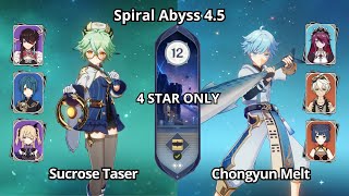 F2P Sucrose Taser amp Chongyun Reverse Melt  NEW Spiral Abyss 45 Floor 12 Genshin Impact [upl. by Nicolai98]