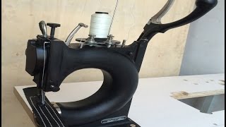 Hand crank leather sewing machine [upl. by Eibob]