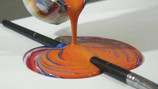 40 Color Acrylic Pour on Two Canvases WebInjection technique [upl. by Xanthus]