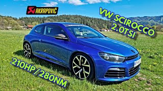 VW SCIROCCO 20 TSI210HP  AKRAPOVIC EXHAUST POPSampBANGS FLYBYS LAUNCH CONTROL DRAGY 0100 [upl. by Kitrak]