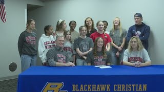 Blackhawk Christians Chloe Hogue signs with Indiana Wesleyan swimming [upl. by Modestia]