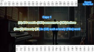 Honesty capo 1 by Billy Joel SIMPLIFIED play along with scrolling guitar chords and lyrics [upl. by Zoeller844]