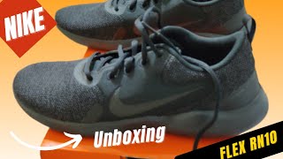 Nike Flex experience RN 10  BlackDK Smoke GreyUnboxing review [upl. by Annovahs382]