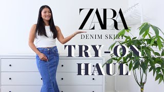 ZARA DENIM MIDI SKIRT TRY ON HAUL SS24 [upl. by Proudlove775]