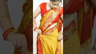 Wedding special silk saree draping tutorial trending shorts viralvideo [upl. by Htrow]