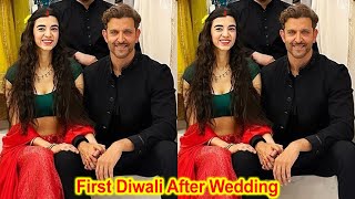 After Wedding Hrithik Roshan Celebrating Diwali with Wife Saba Azad [upl. by Sualocin806]