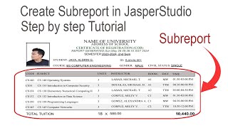 CREATE SUBREPORT IN JASPER REPORT STEP BY STEP TUTORIAL  Java SWING MySQL Database [upl. by Anole]