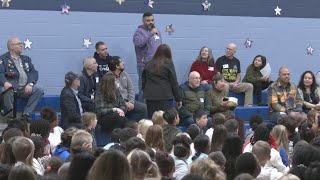 Brookview Elementary students raise 1100 to send a veteran to Washington DC [upl. by Domash102]