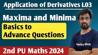 Maxima and Minima  Application of Derivatives  2nd PUC Mathematics 2024 [upl. by Hump432]