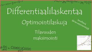 Differentiaalilaskentaa Optimointilaskuja Tilavuuden maksimointi [upl. by Elmina]