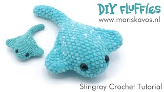 How to crochet a cute small stingray Amigurumi  free almost no sew easy tutorial for beginners [upl. by Azilem331]