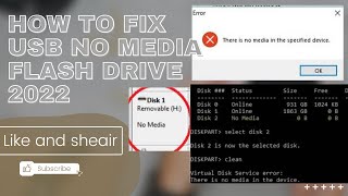 How To Fix USB No Media flash drive 2022  No Media Pendrive Fix  there is no media in the device [upl. by Hoffman145]