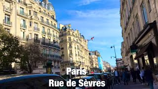 Paris city walks Rue de Sèvres Paris France 4K [upl. by Aysan]