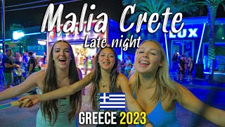 Malia Crete late night walking tour 4k Kreta Greece 2023 [upl. by Nabalas845]