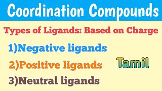 Types of ligands like Negative Positive and Neutral ligandsCoordination compoundsTamil [upl. by Laekcim]