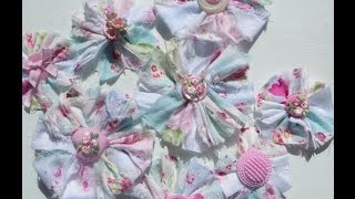 Chic and Cheap Shabby Scrappy Fabric Flowers [upl. by Neladgam]