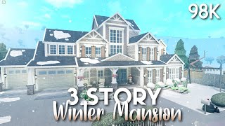 3 Story Winter Family Mansion 98K  Welcome to Bloxburg  Exterior  Speedbuild  House Layout [upl. by Johppah]