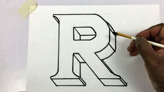 Draw letter R in 3D for assignment and project work  Alphabet R drawing  3D letter tutorial [upl. by Llenwahs]