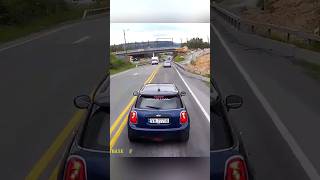 Mini Cooper Brake Checked To a Semi Truck  Brake Check Gone Wrong 😂 baddrivers fails [upl. by Airamzul]