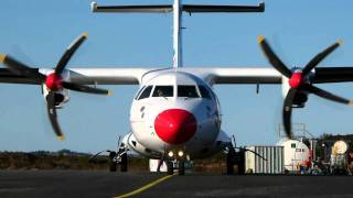 DAT ATR42 Startup and landing at Stord Airport Feb 2011 [upl. by Chilton444]