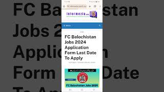 FC Balochistan Jobs 2024 Online Apply By informeziacom [upl. by Bible807]