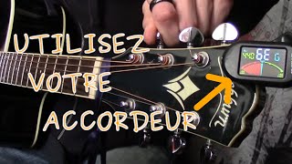 Comment accorder sa guitare avec un accordeur pince [upl. by Hadnama698]