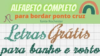 LETRAS em PONTO CRUZ  alfabeto completo em dois tamanhos para BORDAR com a fonte Rochester [upl. by Thorley]