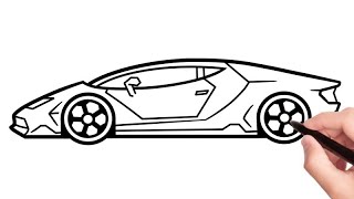 How to DRAW LAMBORGHINI Step by Step  Sports Car Drawing Lesson [upl. by Esiocnarf]