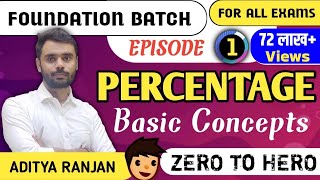 DAY 1PERCENTAGE प्रतिशतता Basic Concepts ❤️ All Govt Exams BY ADITYA RANJAN SIR maths percentage [upl. by Reinaldos352]