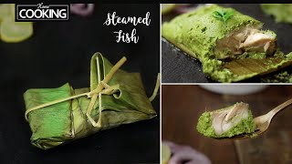 Steamed Fish  Healthy Recipes  Green Masala Recipe  Steamed Fish in banana leaf  Fish Recipes [upl. by Aneloaup]