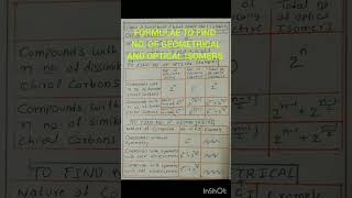 FORMULAE TO FIND NO OF GEOMETRICAL ISOMERS AND OPTICAL ISOMERS [upl. by Alena712]