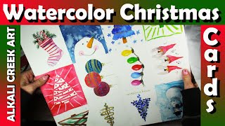 Paint 16 Watercolor Christmas Cards Quickly [upl. by Rahr]