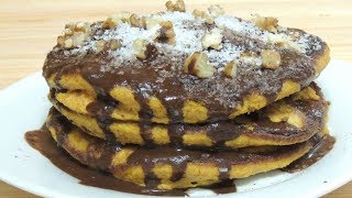 Tortitas saludables de calabaza con MCP y modo tradicional Sirope de chocolate casero y saludable [upl. by Lothar395]