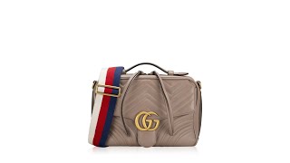 Gucci Calfskin GG Marmont Sylvie Web Top Handle Bag Porcelain [upl. by Ettenoitna]