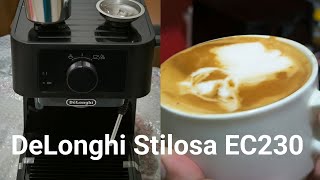 Unboxing dan testing mesin kopi espresso Delonghi Stilosa EC230BK daya rendah 1100 watt [upl. by Ahscrop862]