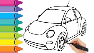 How to Draw Car  Kids Drawing Colouring car  Anak menggambar mewarnai mobil [upl. by Belanger231]