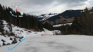 UPTO 32MPH Skiing a rather ICY BLUE JARDIN through the trees  MEGEVE ski resort  Feb 2024 [upl. by Lotta298]