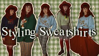 How I Style Sweatshirts in an ✨ Aesthetic ✨ Way  5 FallWinter Outfits [upl. by Canale]