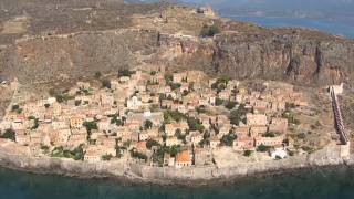 Beautiful places in the world  Greece Monemvasia Μονεμβασία Aerial Video [upl. by Yrekaz]