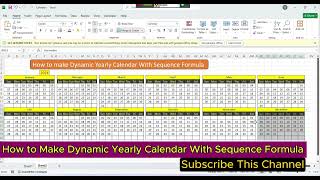 How to Make Dynamic Yearly Calendar with Sequence Formula [upl. by Lynnet]