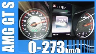 Mercedes AMG GT S Acceleration FAST Launch Control 0273 kmh Beschleunigung Autobahn Test [upl. by Cirle]