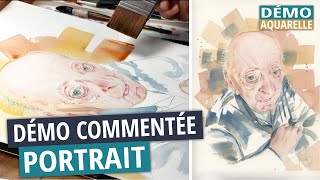 AQUARELLE Démo commentée du PORTRAIT de mon Papy  Peindre sur papier coton [upl. by Langille671]