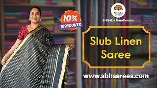 Slub Linen Saree Collections [upl. by Zolly713]