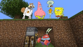 Minecraft Speedrunner Mr Krabs VS 4 Hunters [upl. by Aicyle]